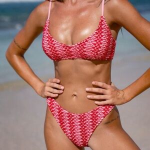 Berlook Small knit Red and Pink Bikini